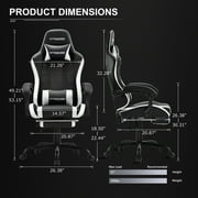 GTRACING Ergonomic GTWD-200 Gaming and Office Chair with Adjustable Pillows and Footrest, White