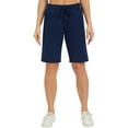thumbnail image 6 of Stelle Women's 10" Bermuda Shorts Cotton Jersey Shorts,Summer Casual Drawstring Elastic Waist Lounge Shorts,Knee Length Athletic Yoga Workout Long Sweat Shorts with Deep Pockets,XS-XXL Navy, 6 of 8