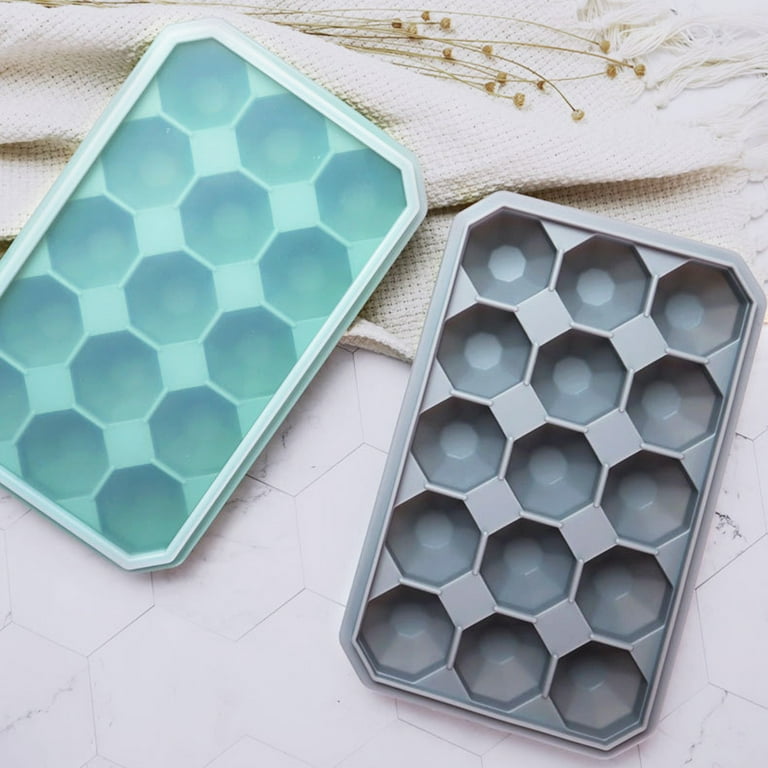 Silicone Ice Tray Easy-Release Flexible Ice Cube Molds for Cocktail,  Whiskey,Chocolate, BPA Free - black+blue