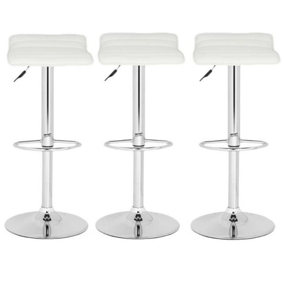 Home Square 22.4"-30.9" Chrome Steel Bar Stool in White - Set of 3