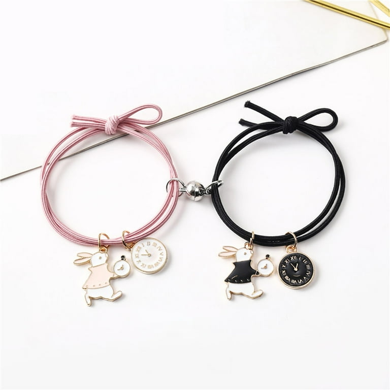 Anvazise 1 Pair Couple Bracelets Magnet Stone Cute Animal Knotted