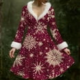 thumbnail image 4 of Women's Casual V-neck Christmas Print Plush Long-Sleeve Casual Dress for Holiday and Everyday Wear, Soft Women's Winter Dress with Festive Design,Wine,XL, 4 of 4
