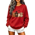 thumbnail image 2 of HOMBOM Fall Sweatshirt for Women Crewneck Hoodless Cozy Halloween Long Sleeve Red Pullover for Women Festive Fashion Shirts,L, 2 of 4
