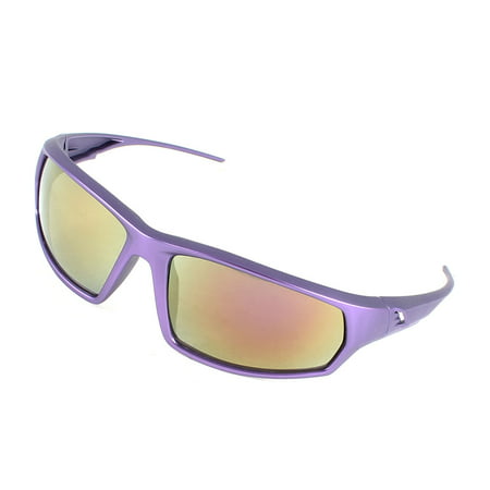 Unique Bargains Outdoor Full Rim Single Bridge Colored Lens Glasses Sunglasses Purple