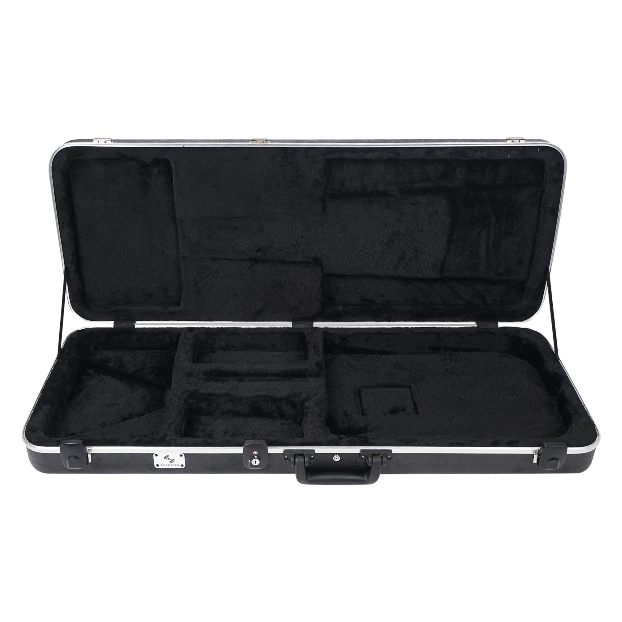 Sound Town Lightweight ABS Road Case for Electric Guitar with TSA Approved Locking Latch and EPS Foam Plush Interior (STEC-500)