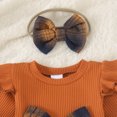 thumbnail image 6 of Quealent Newborn Baby Girl Plaid Flannel Ruffle Long Sleeve Romper Dress Fall Outfits Socks Headband Winter Clothes Bodysuit Jumpsuit Photoshoot Cute Vintage (Brown, 6-9 Months), 6 of 9