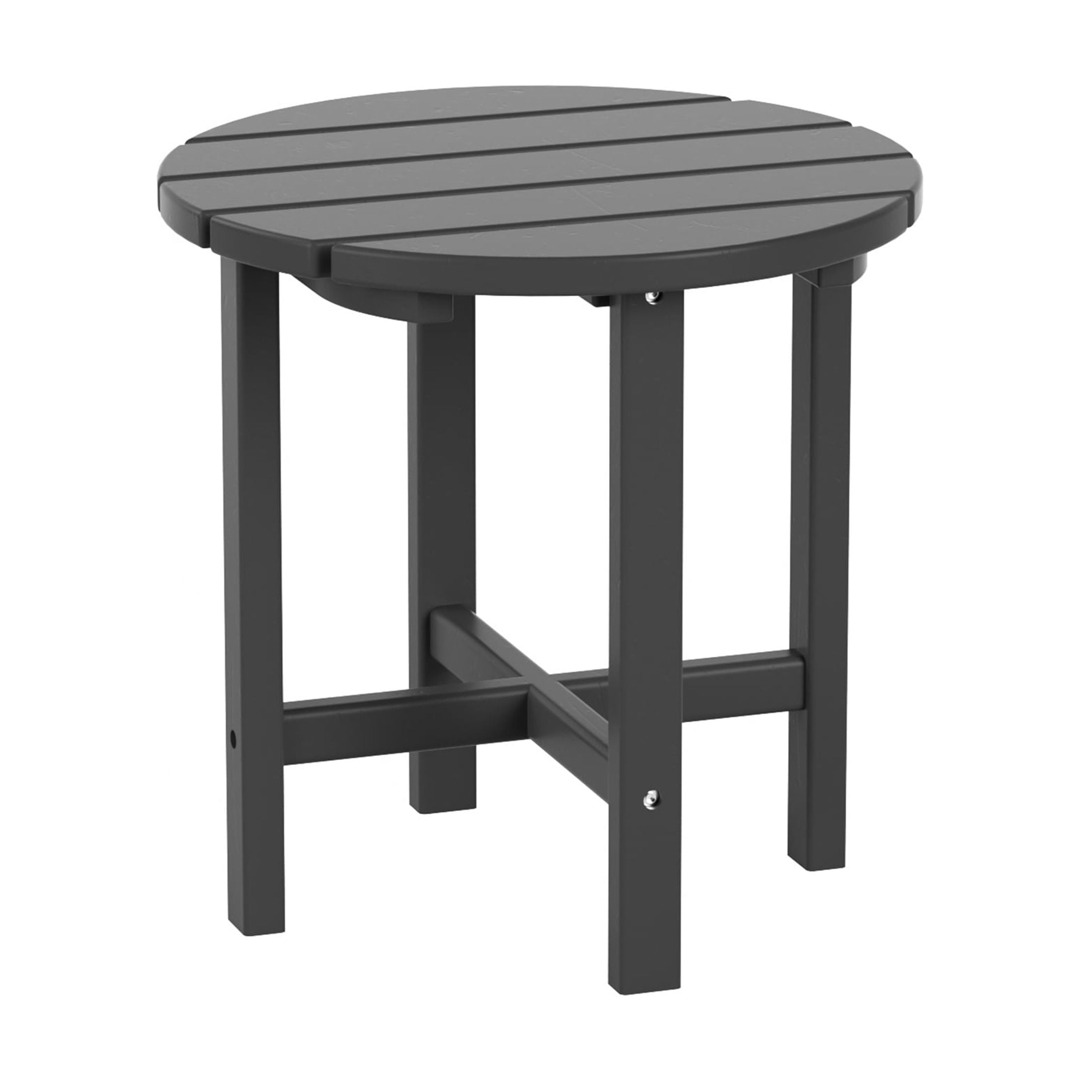 WestinTrends Dylan Adirondack Chair with Side Table, All Weather Poly Lumber Outdoor Seating Patio Conversation Bistro Set, Seashell Curved Slat Backrest, Gray
