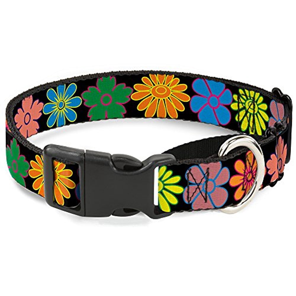 Buckle-Down Flowers Black Multi Color Martingale Dog Collar