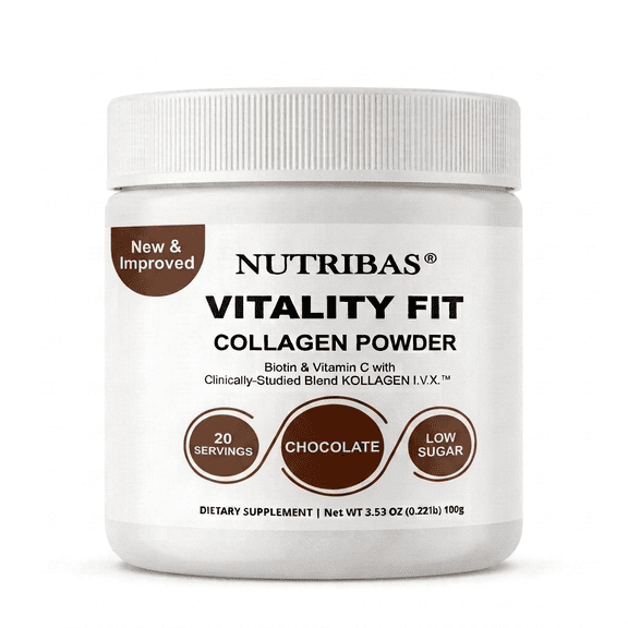 VITALITY FIT Collagen Peptides Powder Cocoa Chocolate, Protein Coffee Creamer, with MCT Oil, Hair Skin Nails Supplement, 4 oz