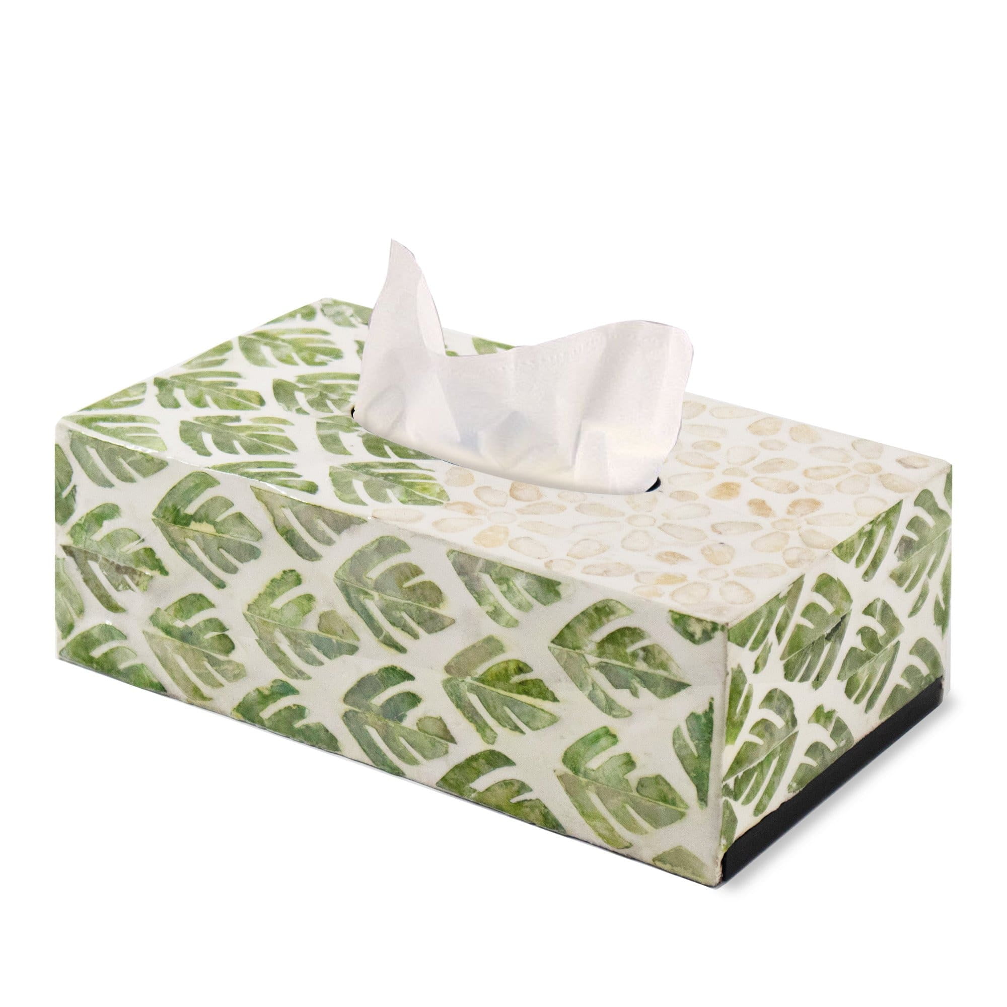 Shabby chic rose natural reversible tissue box cover