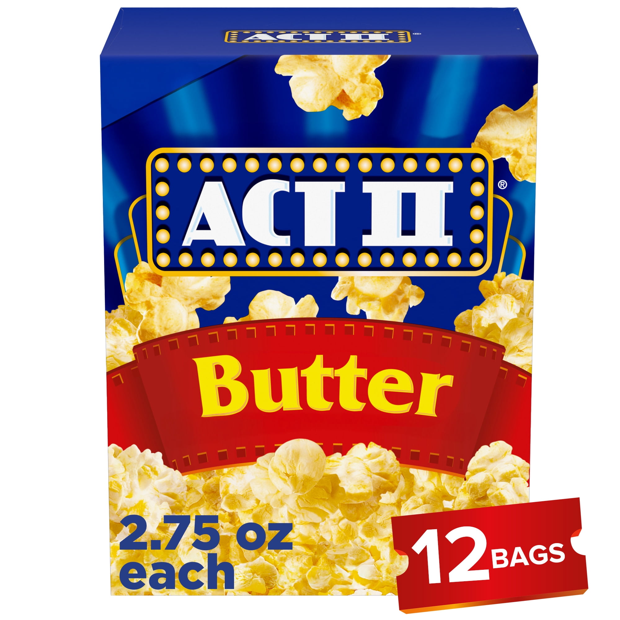 (4 pack) Act II Butter Microwave Popcorn, 2.75 oz., 12-Count Bags