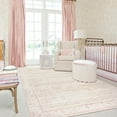 Nursery Rug for Baby Girl Neutral Blush Pink Boho Floral Washable Soft