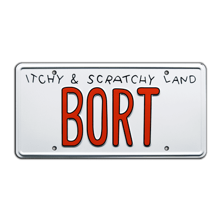 The Simpsons | Itchy & Scratchy Land | BORT | Metal Stamped Replica Prop License Plate
