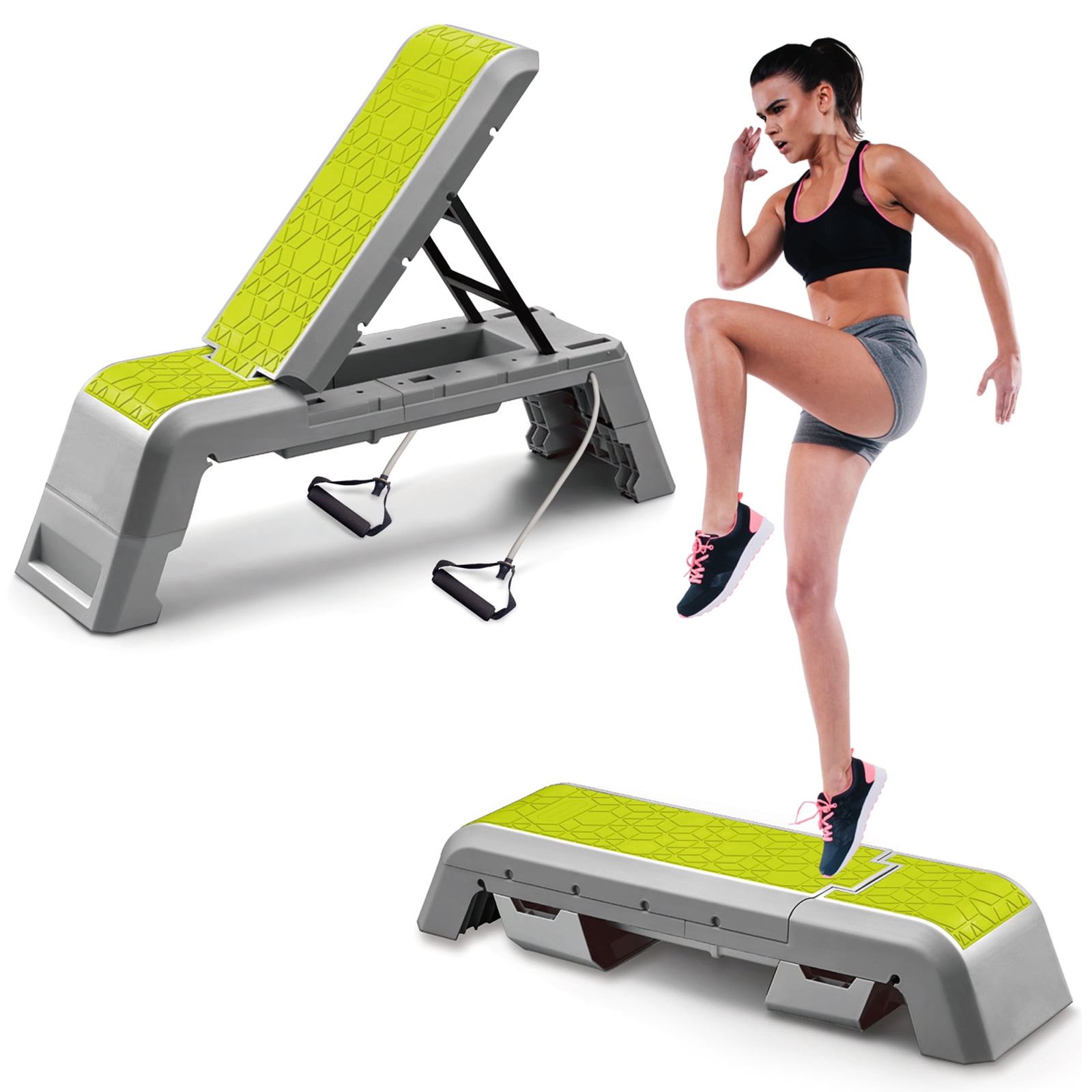 Leikefitness 47" Aerobic Fitness Workout Home Adjustable in 1 Deck Exercise Step Platform with Resistance GM5820 Green Walmart.com
