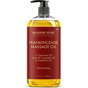 Majestic Pure Frankincense Massage Oil for Massage Therapy, Made with Natural Oils, Refreshing Body Massage Oil for All Skin Types, Men & Women, 8 Fl Oz