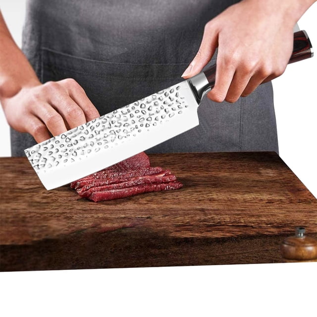 Cuchillo Nakiri de cocina corto de precisión de acero al carbono de 20 cm