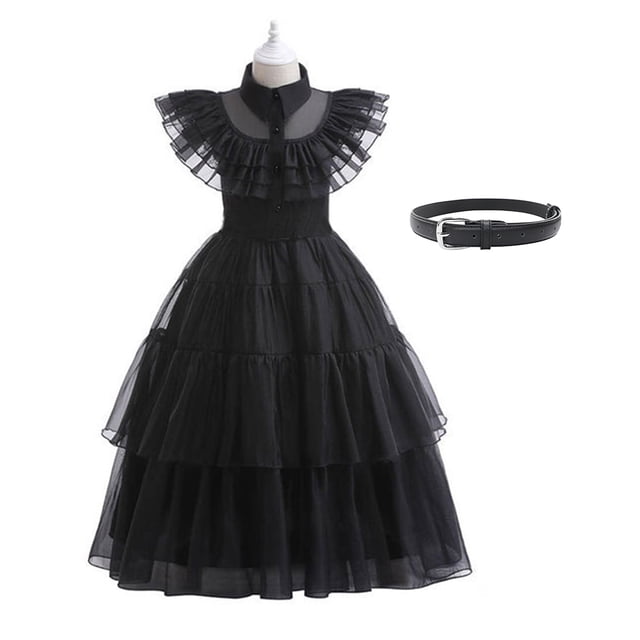 Disfraz de Halloween de Wednesdy Merlina Adams para niña, vestido de tul elegante para fiesta de Carnaval, traje gótico, Vestidos para niños