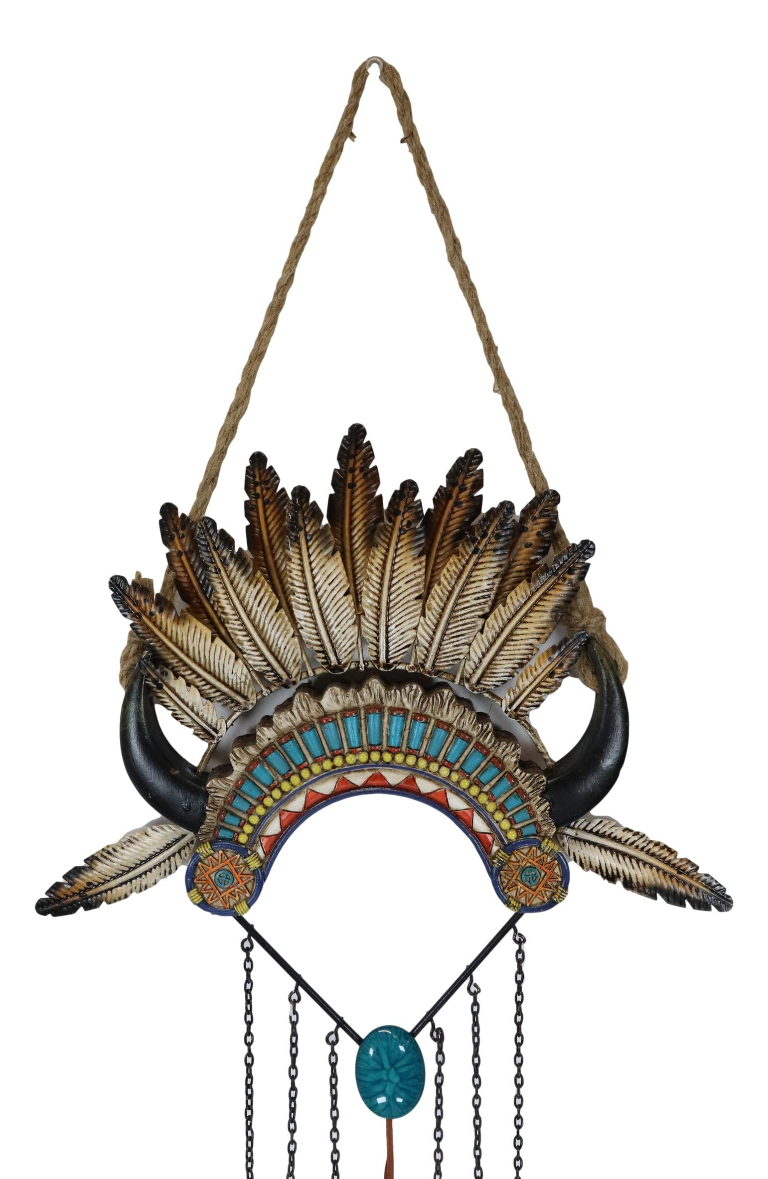 Southwest Headdress Feathers Turquoise Rocks Wind Chime
