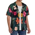 thumbnail image 2 of PAYOHTO Tropica Flower Balck Mens Hawaiian Casual Short-sleeved Shirt Tropical Summer Beach Button Down Shirts, 2 of 7