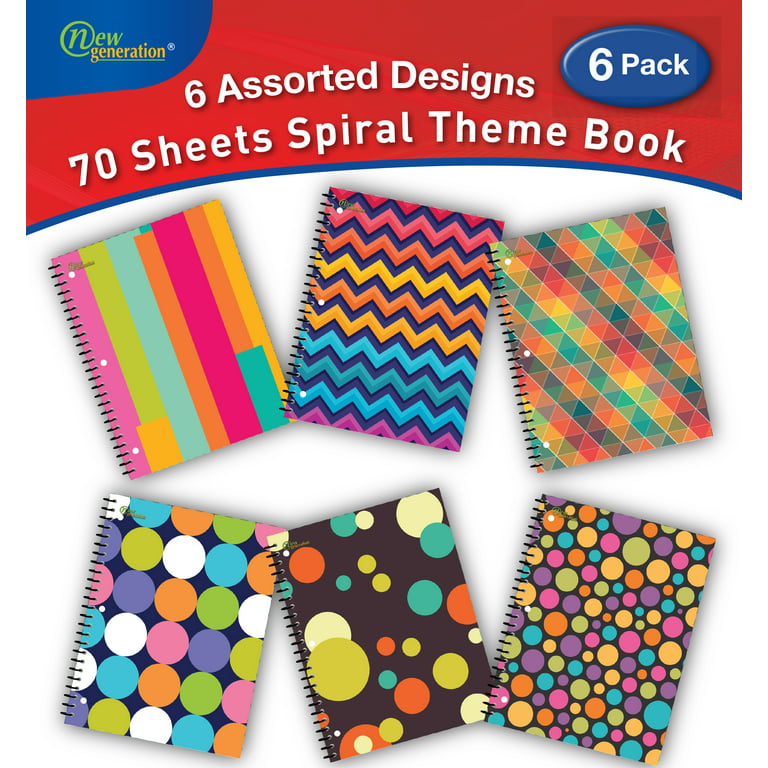 Three Subject Spiral Notebook, College Ruled, 3 Hole Punch, Perforated,  10.5 x 8, 120 Sheets, Assorted Poly Covers