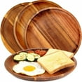 thumbnail image 2 of 20/25cm Acacia Wood Round Wooden Dinner Tray Easy To Clean, Pizza Salad Tray Fruit Dessert Tray, Snack Tray, Stackable, Reusable, 2 of 8