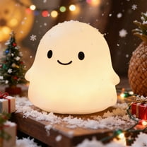 Cute Ghost Night Light - Rechargeable Halloween Decor with Timer, 30-Min Timer, Dimmable LED Squishy Silicone Lamp for Bedroom, Halloween Gifts & Decorations