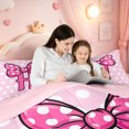 thumbnail image 4 of meiyoeat Polka Dot Letter Monogram Full Size Comforter Sets For Girls,Cute Coquette Bow Bedding Comforter Set,Pink Reversible,3-Piece,1 Comforter and 2 Pillowcases, 4 of 7
