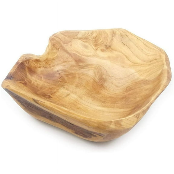 Wooden Fruit Salad Serving Bowl Hand-Carved Bowls Living Room Real Wood Bowl 20-24cm
