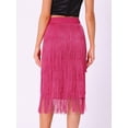 thumbnail image 4 of DARING DIVA Women's Bodycon Tiered Pencil Midi Tassel Fringe Skirts XL Hot Pink, 4 of 6