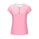 thumbnail image 2 of TaTaai 2026 Spring Summer Solid Color Short Sleeve Top for Women Round Neck Button Front Casual Blouse Basic Tee Comfy Daily Vacation Outfits Gift, 2 of 9