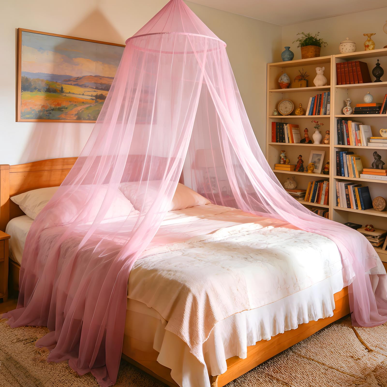 Pink Princess Bed For  Full And Queen Sizes; Mosquito Net Outdoor Use;bedroom Accessories;ceiling Tent Reading Nooks