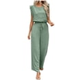 thumbnail image 2 of Enjoytime 2 Piece Lounge Sets for Women Round Neck Ruffle Cap Sleeve Matching Set Work Casual Travel Outfits Wide Leg Pants, 2 of 5