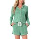 thumbnail image 1 of Conjunto de salón para mujer INSPIRE CHIC, suave, con botones, cuello de muesca, de manga larga, con pantalones cortos y bolsillos, 2XL, verde, 1 of 6