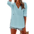 thumbnail image 4 of Linen Hoodie Women Beach Jacket for Women Women's Beach Tunics and Cover-up Tops Summer Hoodies for Women Sun Cover up for Women Beachy Shirts for Women Gauze Coverups for Women,Light Blue,3XL, 4 of 8