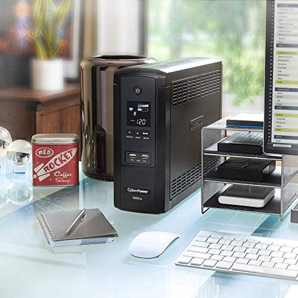 CyberPower BRG1000AVRLCD Intelligent LCD UPS System, 1000VA/600W, 10 Outlets, AVR, Mini-Tower, 5-Year Warranty