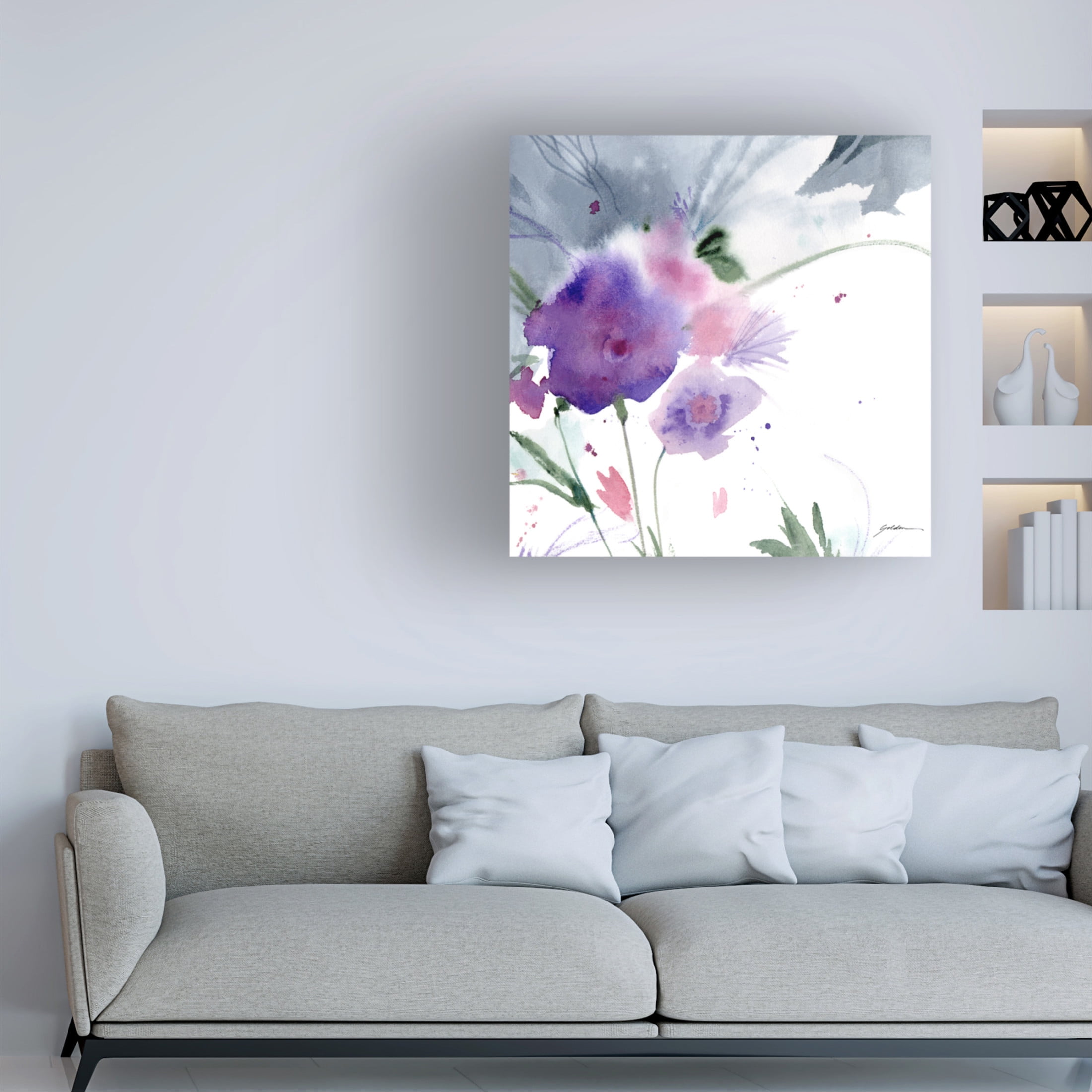 Canvas Wall Art - Sheila Golden 'Purple Cloud Garden' Wall Art for Living Room, Bedroom, or Office Décor by Trademark Fine Art - 35 x 35 Inches