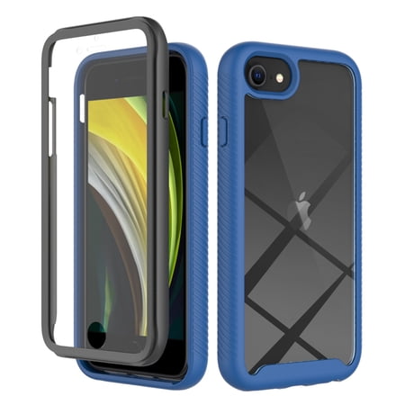 K-Lion Full Body Case for iPhone 8 / iPhone 7 / iPhone SE 2022 2020, Hybrid Shockproof Rugged Case with Built-in Screen Protector Crystal Clear Back Cover 4.7 Inch,Darkblue