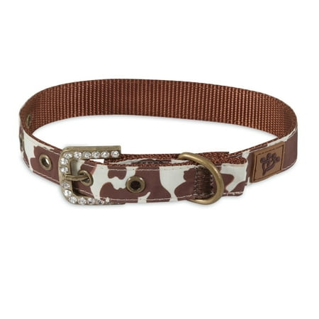 - MuttNation Fueled Cowhide Print Custom Fit Dog Collar Medium Brown 3/4x12-16 inch
