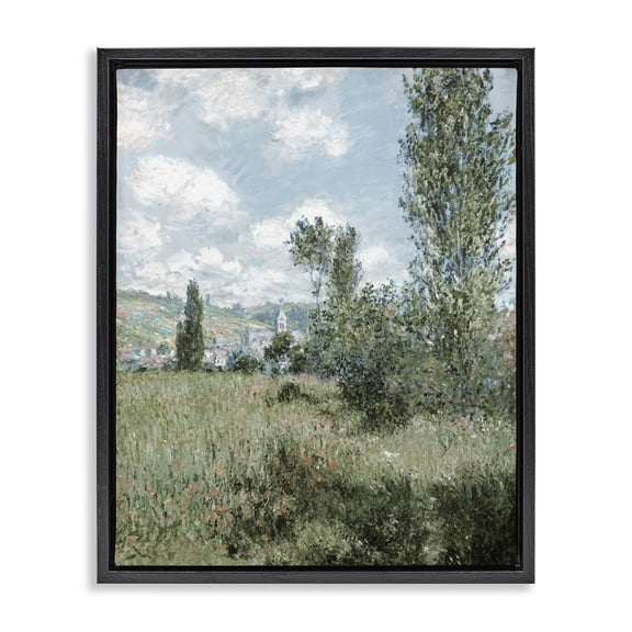 Stupell Industries French Country Impressionist Countryside Dappled Clouds Black Floating Frame Canvas Art, 17 x 21, by Corinne Haig