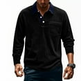thumbnail image 2 of GuangCheng Mens Corduroy Shirts,Long Sleeve,Casual Tops,with Chest Pocket,Lapel Collared Design,Comfort Tops,Black,Size 4XL, 2 of 9