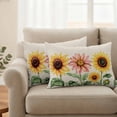 thumbnail image 2 of Spring Sunflower Pillow Covers 2 Pack Floral Leaf Pillowcase Waterproof Outdoor Throw Pillow Cover for Patio Balcony Rectangular Cushion 20”x12”, 2 of 9