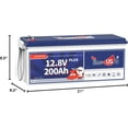 thumbnail image 3 of Timeusb 12V 200Ah Plus LiFePO4 Battery, Built-in 200A BMS, Deep Cycle Battery with Max 2560W Output Power, Perfect for Your RVs, Solar System, Off-grid, Travel Trailer, etc, 3 of 10