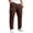 1-Brown, variant on Cargo Pants for Men Waffle Knit Drawstring Waist Casual Pant Solid Color Workout Running Trousers with Zipper Pockets