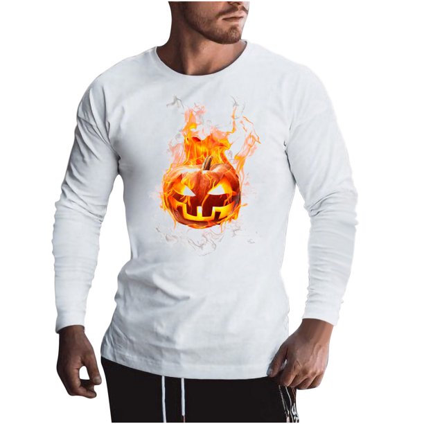 Blusa informal de manga larga con cuello redondo y estampado de calavera para hombre Pompotops oipoqjl1766