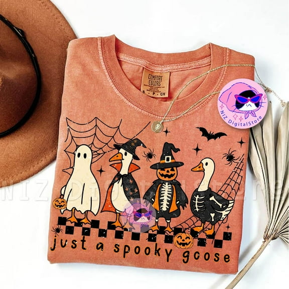 Spooky Goose Halloween Tshirt, Just a Spooky Goose Tshirt, Funny Goose Skeleton Witch Pumpkin Ghost Tshirt, Fall Sublimation Tshirt, Cute Horror Tshirt