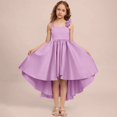 thumbnail image 2 of CPNG Girls' Satin Asymmetrical High-Low Dress – Sleeveless Sweetheart Neckline with 3D Rose Accents, Flowy Party Gown for Flower Girl, Wedding Guest & Birthday Celebrations, 2 of 7