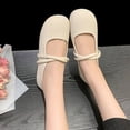 thumbnail image 4 of Lovskoo 2024 Women's Ballet Flat Shoes Dress Shoes Slip On Round Toe Soybean Soft Bottom Card Buckle Gentle Flat Elegant Shallow Mouth Single Soft Bottom Non-Slip Flat Shoes Beige, 4 of 8