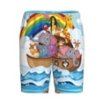 thumbnail image 4 of Gaeub Rainbow Animals on Noah's Ark Printed Men's Short Pajama Pants, Lightweight Lounge & Sleep Bottoms Keep You Cool - Medium, 4 of 9