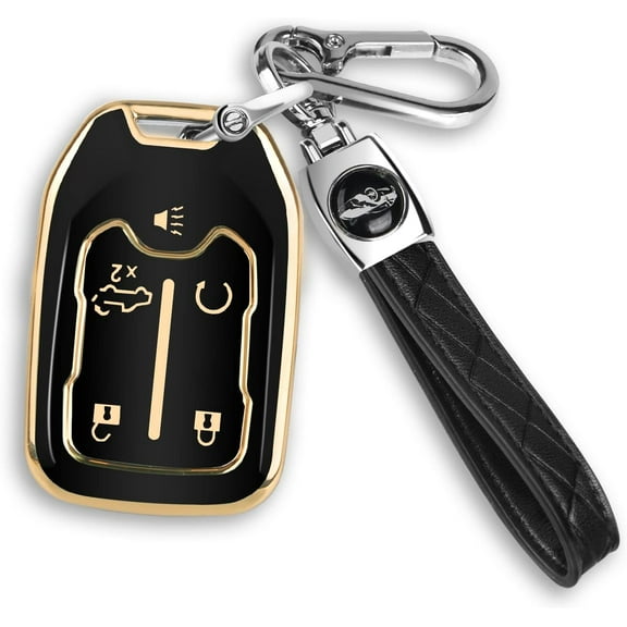 For GMC Key fob Cover with Keychain Fit for Chevy Silverado and GMC Sierra Terrain Acadia 1500 2500HD 3500HD 5 buttons TPU Key Fob Case Shell