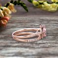 thumbnail image 5 of 1.75 Carat Cushion Cut Morganite Wedding Set Bridal Engagement Ring On 10k Rose Gold Vintage Art Deco Antique Flower Halo Design, 5 of 6